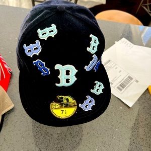 Baseball mlb black dodgers fitted 7.5 hat cap flat lip new era
